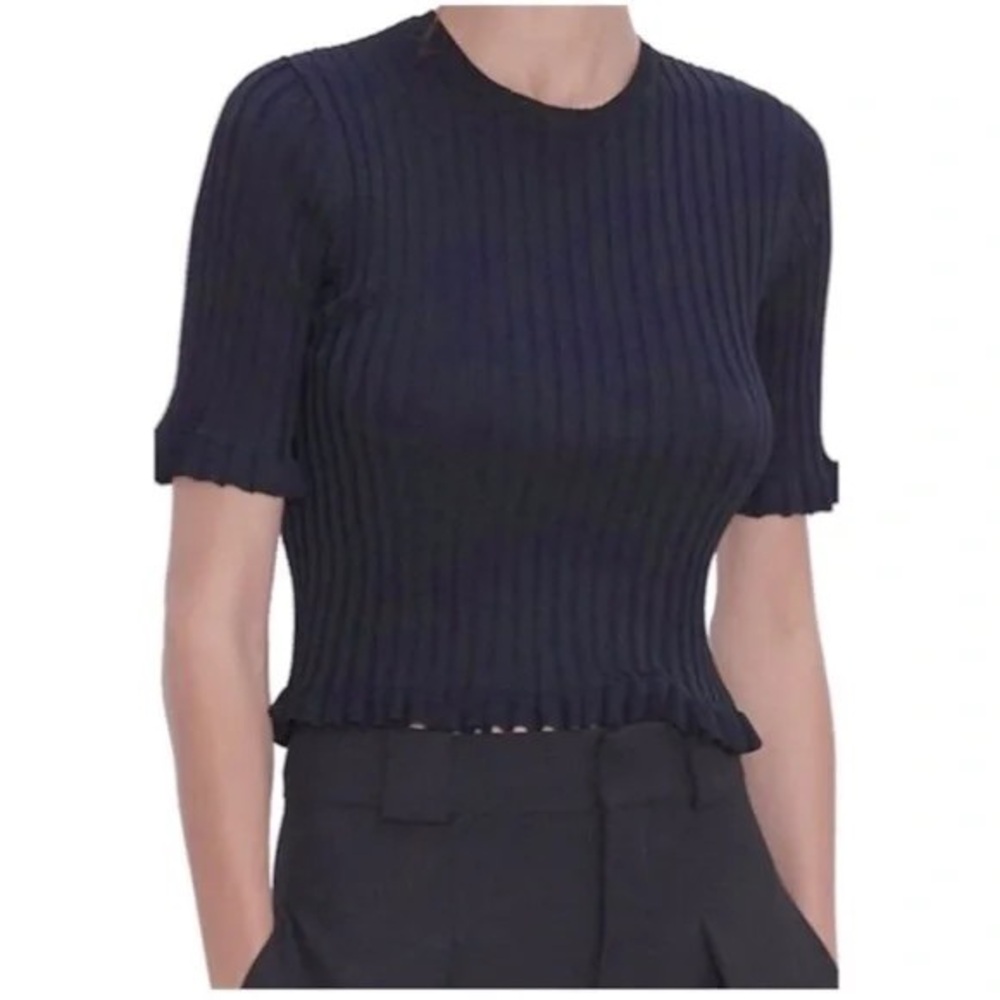 Black Ribbed Knit Top